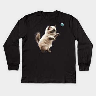 Cute Playful Kitten, Cat Lover Kids Long Sleeve T-Shirt
